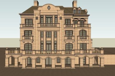 Sketchup别墅模型|叠拼别墅，法式古典风格-BIM建筑网