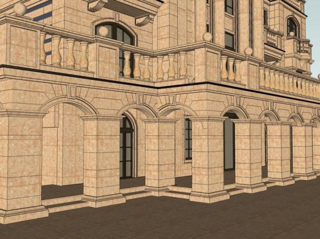 Sketchup别墅模型|叠拼别墅,法式古典风格 Sketchup别墅模型|叠拼别墅,法式古典风格