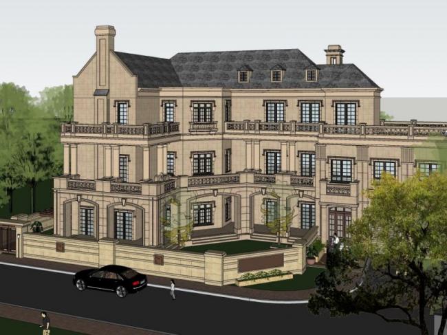 Sketchup别墅模型|叠拼别墅,法式古典风格 Sketchup别墅模型|叠拼别墅,法式古典风格