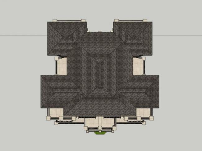 Sketchup别墅模型|双拼别墅,古典风格 Sketchup别墅模型|双拼别墅,古典风格