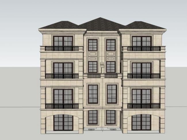 Sketchup别墅模型|双拼别墅,古典风格 Sketchup别墅模型|双拼别墅,古典风格