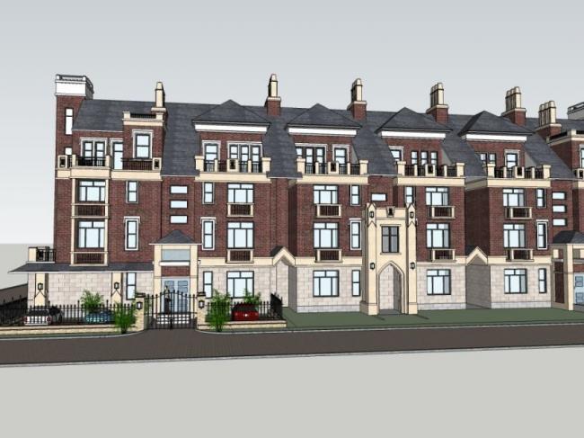 Sketchup别墅模型|叠拼别墅,英式风格 Sketchup别墅模型|叠拼别墅,英式风格