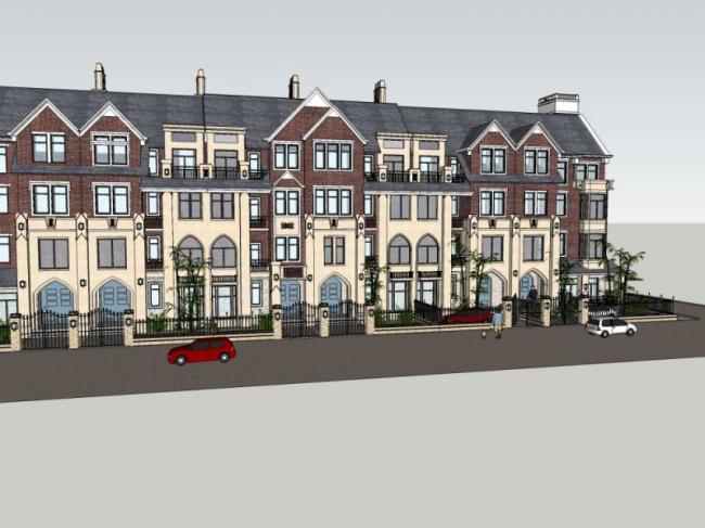 Sketchup别墅模型|叠拼别墅,英式风格 Sketchup别墅模型|叠拼别墅,英式风格