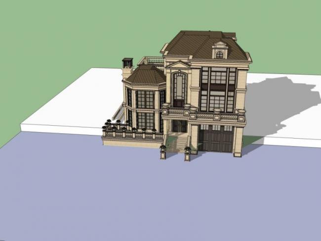 Sketchup别墅模型|独栋别墅,法式古典风格 Sketchup别墅模型|独栋别墅,法式古典风格