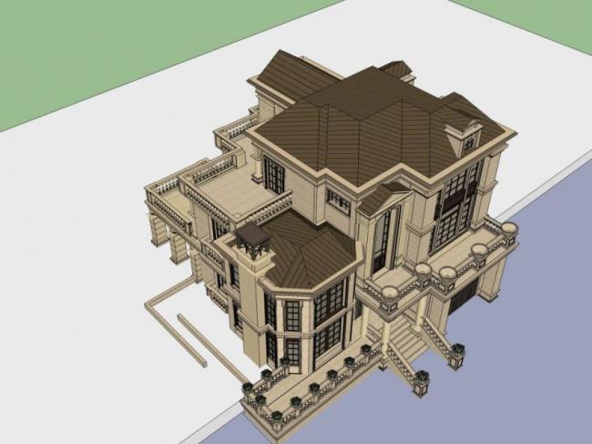 Sketchup别墅模型|独栋别墅,法式古典风格 Sketchup别墅模型|独栋别墅,法式古典风格
