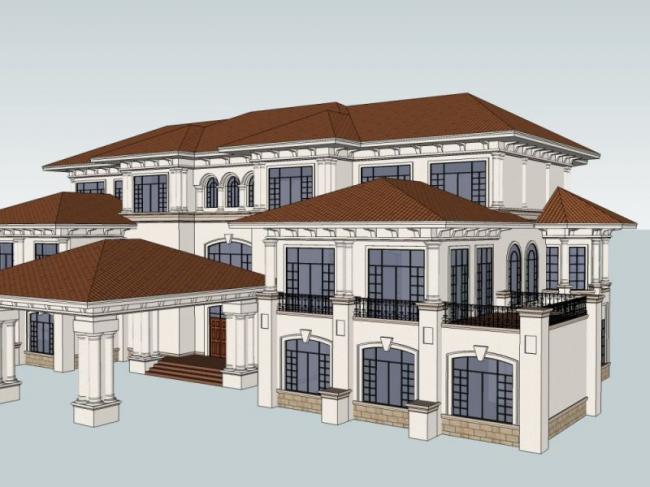 Sketchup别墅模型|独栋别墅,古典风格 Sketchup别墅模型|独栋别墅,古典风格