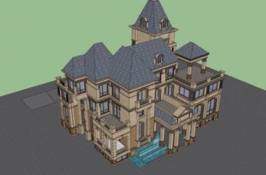 Sketchup别墅模型|独栋法式别墅，古典风格-BIM建筑网