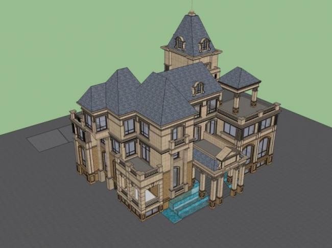 Sketchup别墅模型|独栋法式别墅,古典风格 Sketchup别墅模型|独栋法式别墅,古典风格