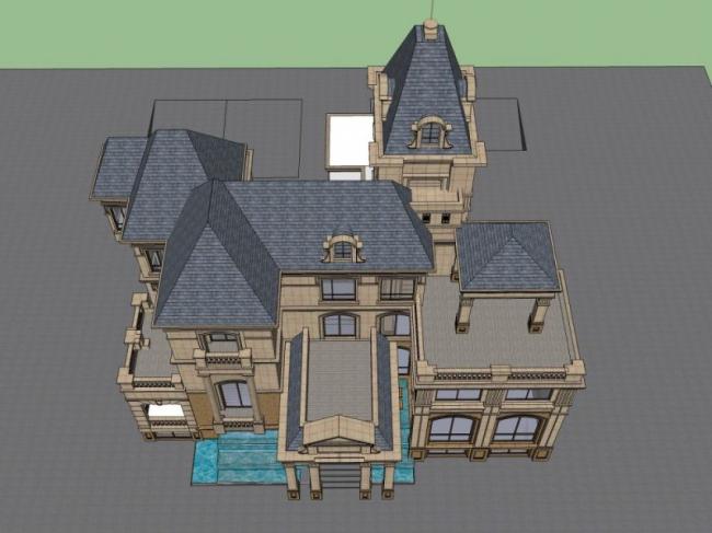 Sketchup别墅模型|独栋法式别墅,古典风格 Sketchup别墅模型|独栋法式别墅,古典风格