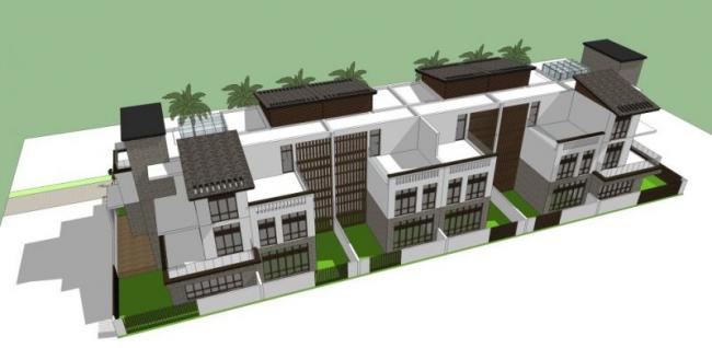 Sketchup别墅模型|联排别墅,现代风格 Sketchup别墅模型|联排别墅,现代风格