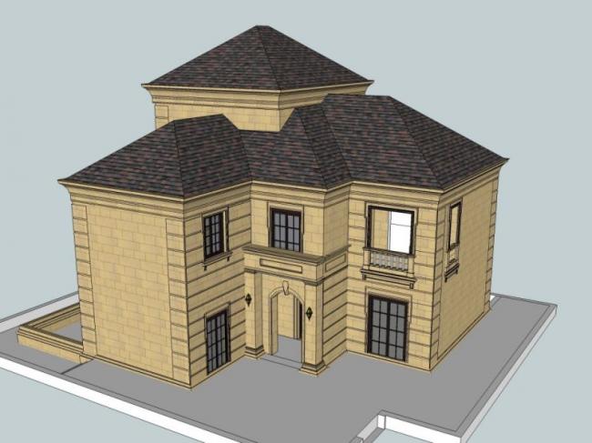 Sketchup别墅模型|独栋法式别墅,古典风格 Sketchup别墅模型|独栋法式别墅,古典风格