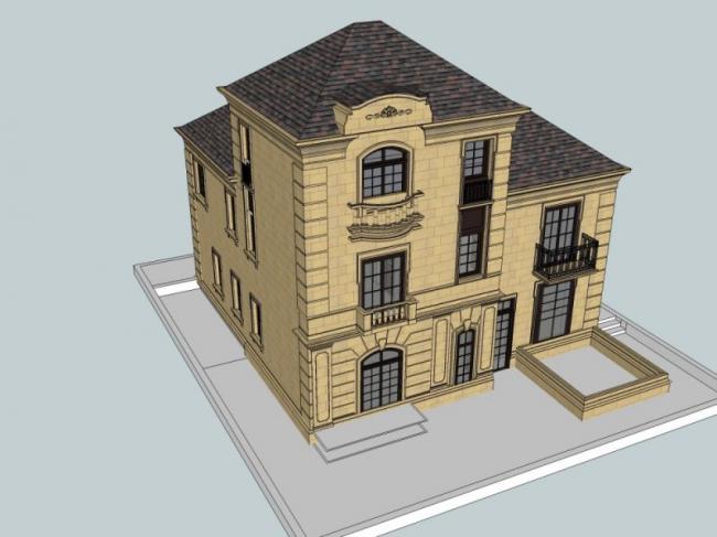 Sketchup别墅模型|独栋法式别墅,古典风格 Sketchup别墅模型|独栋法式别墅,古典风格