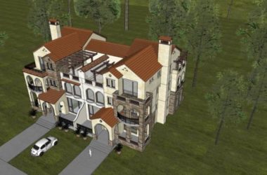 Sketchup别墅模型|双拼别墅，现代风格-BIM建筑网