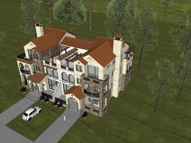 Sketchup别墅模型|双拼别墅,现代风格 Sketchup别墅模型|双拼别墅,现代风格