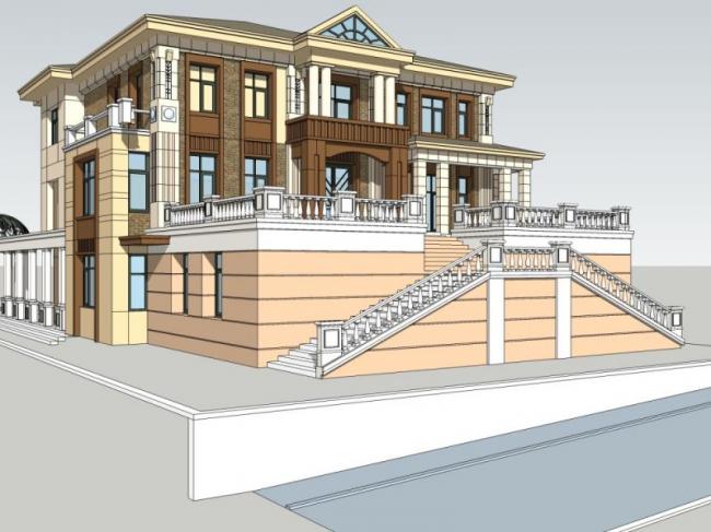 Sketchup别墅模型|独栋别墅,现代风格 Sketchup别墅模型|独栋别墅,现代风格