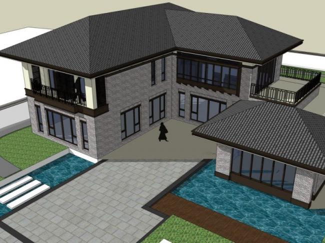 Sketchup别墅模型|独栋别墅,现代风格 Sketchup别墅模型|独栋别墅,现代风格