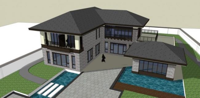 Sketchup别墅模型|独栋别墅,现代风格 Sketchup别墅模型|独栋别墅,现代风格