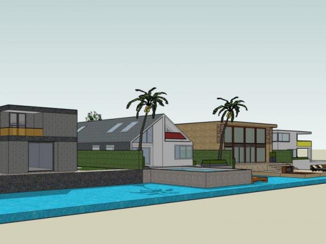 Sketchup别墅模型|联排别墅,现代风格 Sketchup别墅模型|联排别墅,现代风格