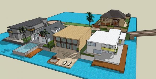 Sketchup别墅模型|联排别墅,现代风格 Sketchup别墅模型|联排别墅,现代风格