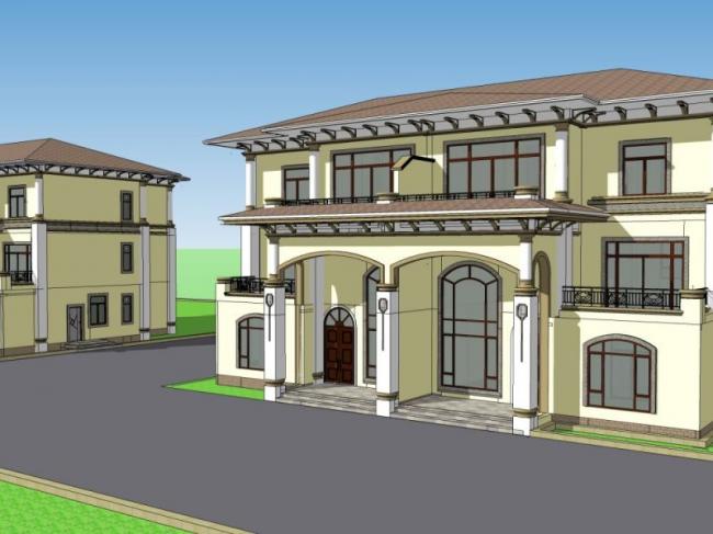 Sketchup别墅模型|独栋别墅,现代风格 Sketchup别墅模型|独栋别墅,现代风格