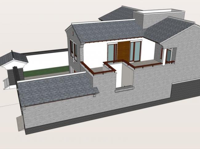 Sketchup别墅模型|独栋别墅,中式风格 Sketchup别墅模型|独栋别墅,中式风格