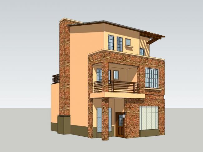 Sketchup别墅模型|独栋别墅,现代风格 Sketchup别墅模型|独栋别墅,现代风格