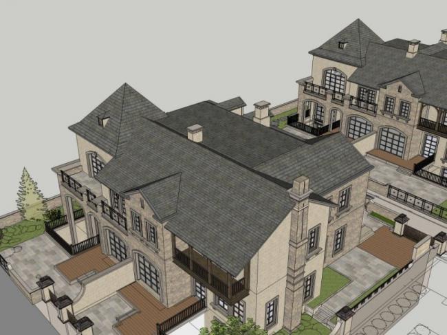 Sketchup别墅模型|双拼别墅,现代风格 Sketchup别墅模型|双拼别墅,现代风格