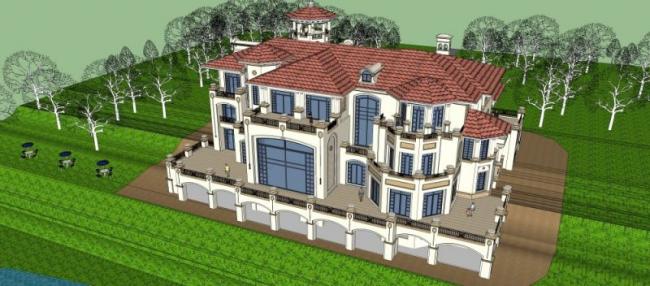 Sketchup别墅模型|独栋别墅,现代风格 Sketchup别墅模型|独栋别墅,现代风格