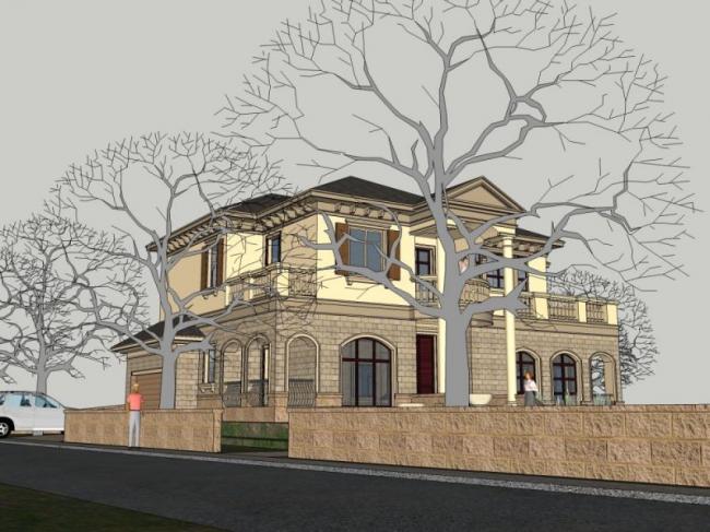 Sketchup别墅模型|独栋别墅,古典风格 Sketchup别墅模型|独栋别墅,古典风格