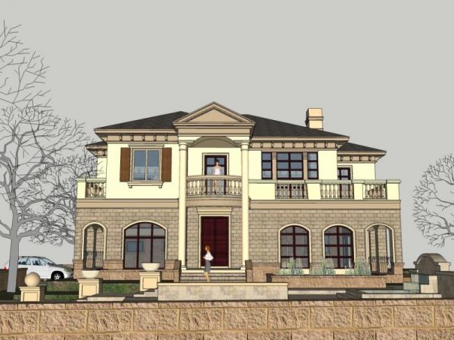 Sketchup别墅模型|独栋别墅,古典风格 Sketchup别墅模型|独栋别墅,古典风格