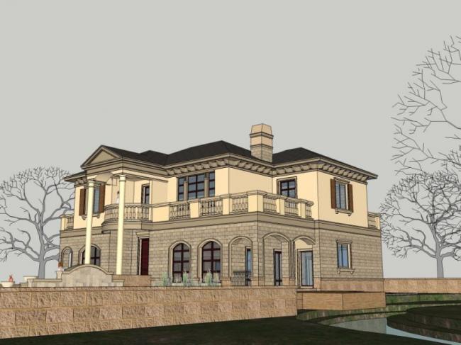 Sketchup别墅模型|独栋别墅,古典风格 Sketchup别墅模型|独栋别墅,古典风格