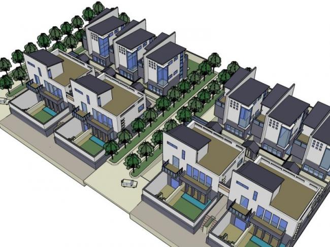 Sketchup别墅模型|联排别墅,现代中式风格 Sketchup别墅模型|联排别墅,现代中式风格