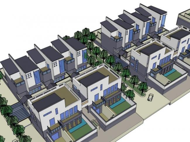 Sketchup别墅模型|联排别墅,现代中式风格 Sketchup别墅模型|联排别墅,现代中式风格