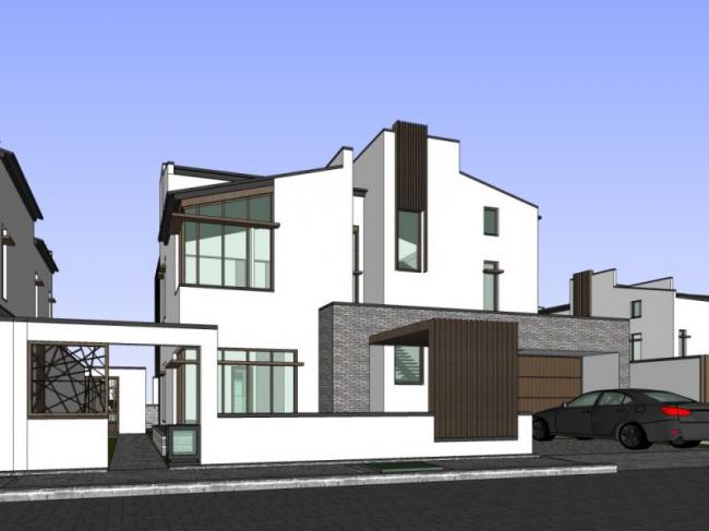 Sketchup别墅模型|叠拼别墅,现代中式风格 Sketchup别墅模型|叠拼别墅,现代中式风格