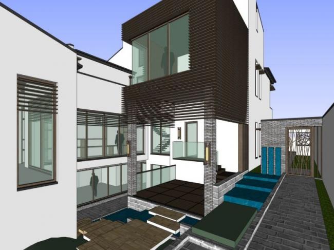 Sketchup别墅模型|叠拼别墅,现代中式风格 Sketchup别墅模型|叠拼别墅,现代中式风格