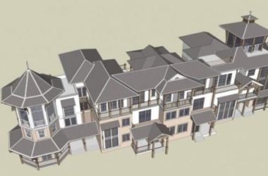 Sketchup别墅模型|联排别墅，欧式风格-BIM建筑网