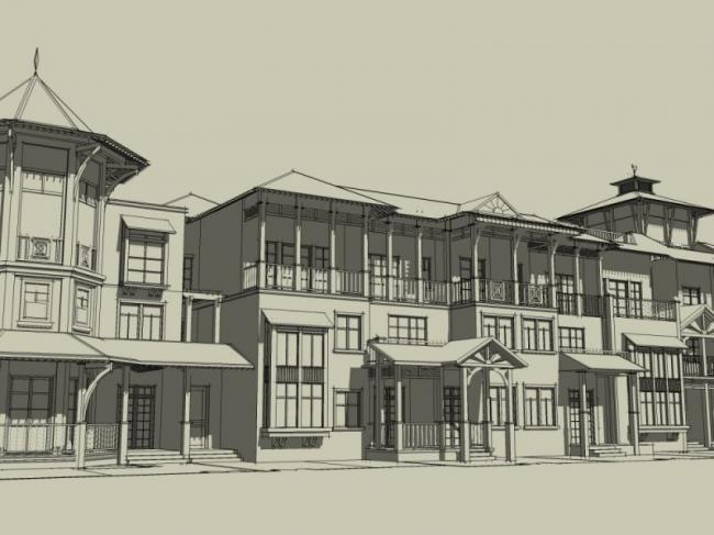 Sketchup别墅模型|联排别墅,欧式风格 Sketchup别墅模型|联排别墅,欧式风格