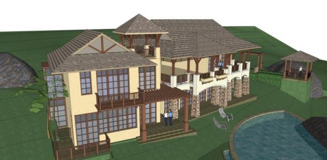 Sketchup别墅模型|叠拼别墅,东南亚风格 Sketchup别墅模型|叠拼别墅,东南亚风格