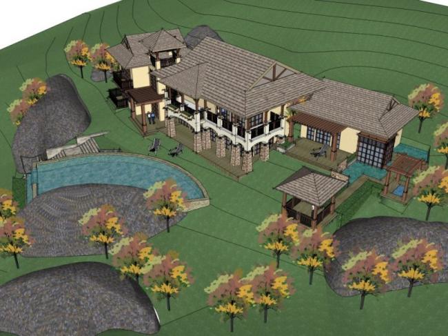 Sketchup别墅模型|叠拼别墅,东南亚风格 Sketchup别墅模型|叠拼别墅,东南亚风格