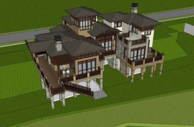 Sketchup别墅模型|叠拼别墅，现代风格-BIM建筑网