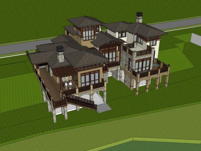 Sketchup别墅模型|叠拼别墅,现代风格 Sketchup别墅模型|叠拼别墅,现代风格