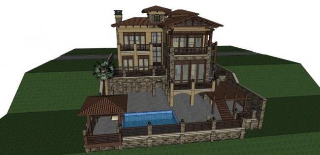 Sketchup别墅模型|叠拼别墅,现代风格 Sketchup别墅模型|叠拼别墅,现代风格