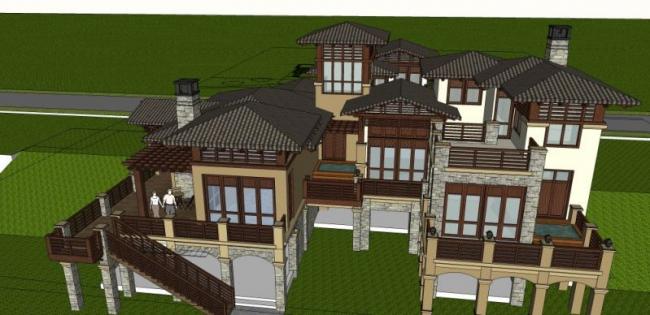 Sketchup别墅模型|叠拼别墅,现代风格 Sketchup别墅模型|叠拼别墅,现代风格