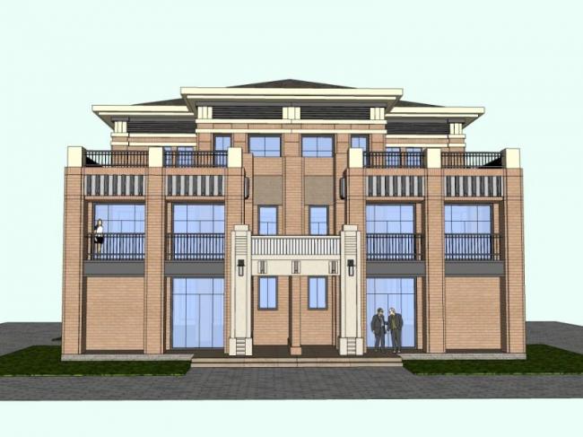 Sketchup别墅模型|双拼别墅,现代风格 Sketchup别墅模型|双拼别墅,现代风格