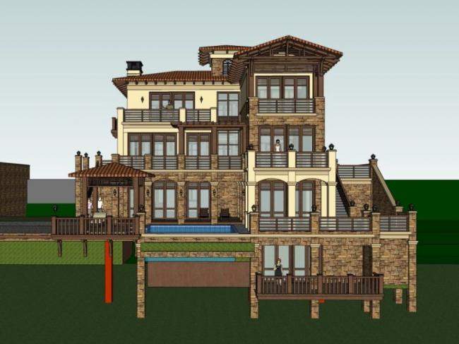 Sketchup别墅模型|叠拼别墅,欧式风格 Sketchup别墅模型|叠拼别墅,欧式风格