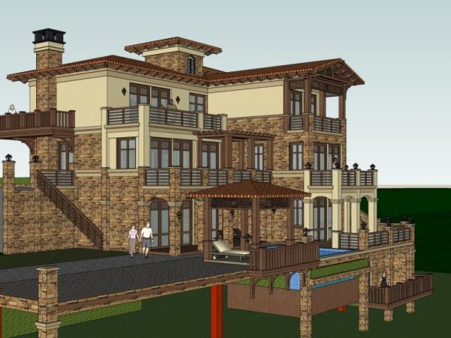 Sketchup别墅模型|叠拼别墅,欧式风格 Sketchup别墅模型|叠拼别墅,欧式风格
