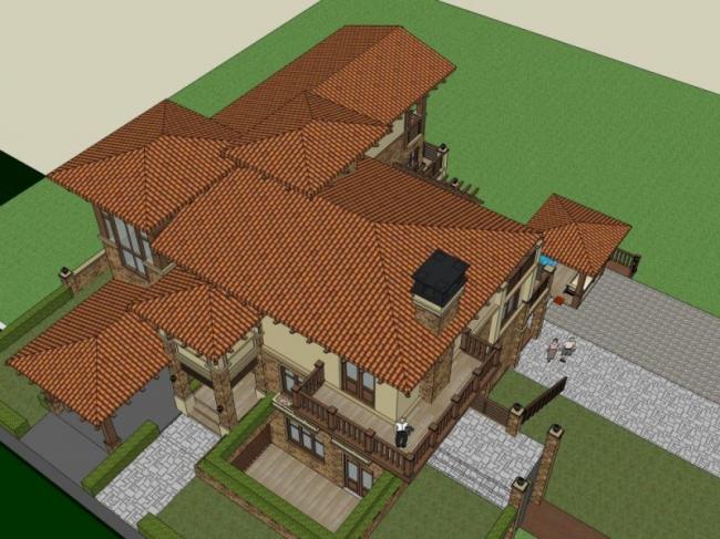 Sketchup别墅模型|叠拼别墅,欧式风格 Sketchup别墅模型|叠拼别墅,欧式风格
