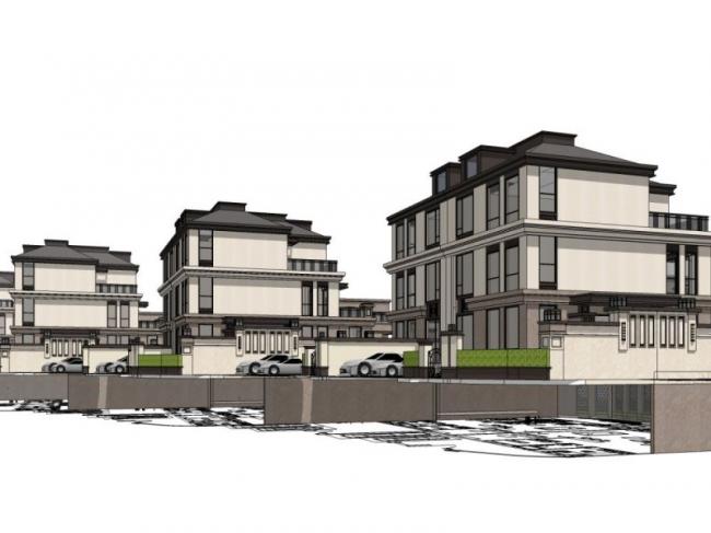 Sketchup别墅模型|双拼别墅,现代风格 Sketchup别墅模型|双拼别墅,现代风格