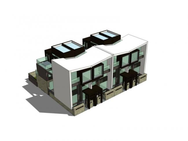 Sketchup别墅模型|双拼别墅,现代风格 Sketchup别墅模型|双拼别墅,现代风格