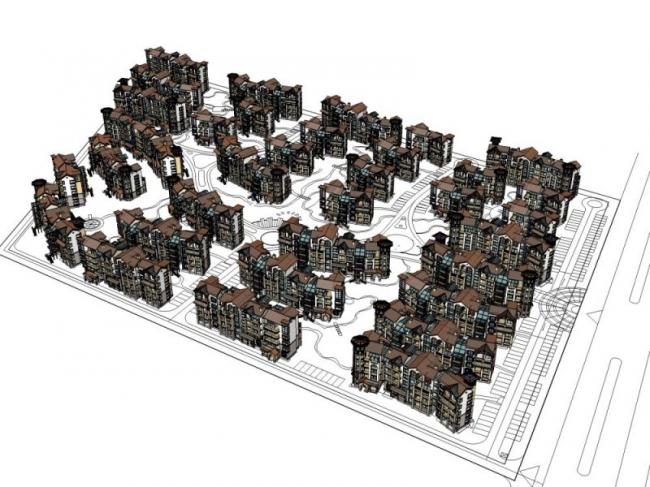 Sketchup别墅模型|别墅群,西班牙风格 Sketchup别墅模型|别墅群,西班牙风格